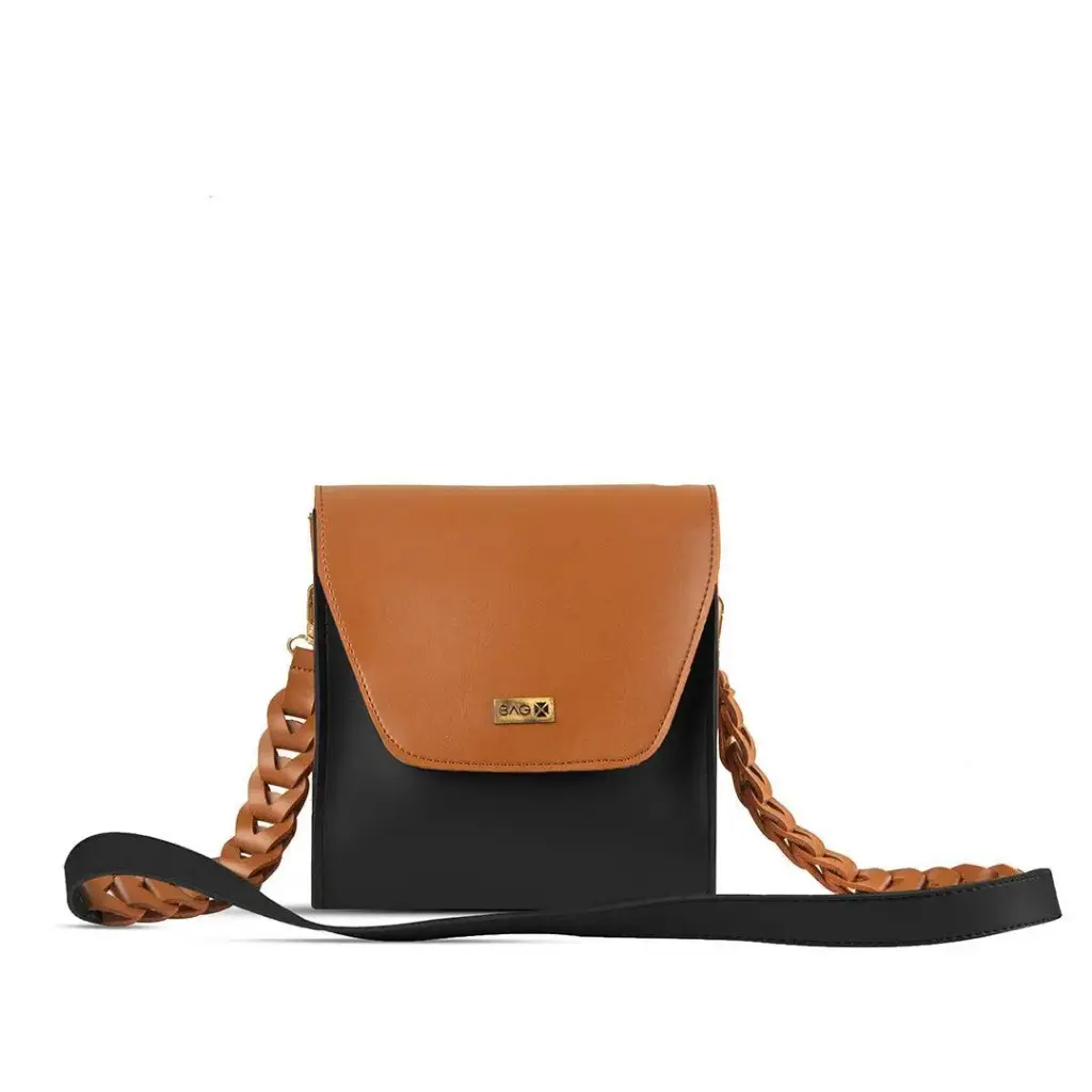 BagX - Glow  Black / Brown PU Leather Crossbody, Brown